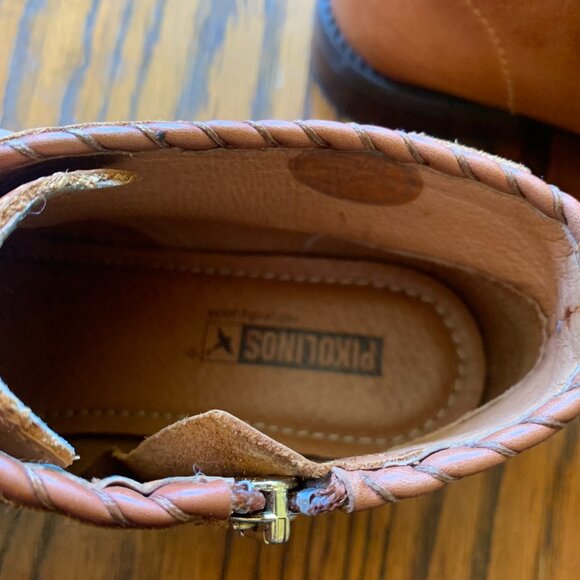 Pikolinos Boots Booties Women's Sz 38/7.5 Brown Leather Stitch Detail Side Zip - Picture 4 of 7
